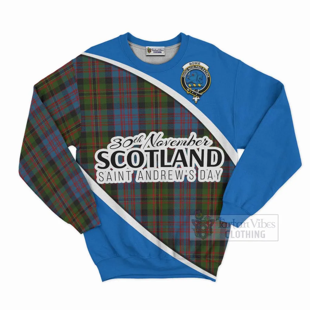 Bowie Family Crest Tartan Sweatshirt Celebrate Saint Andrew's Day in Style