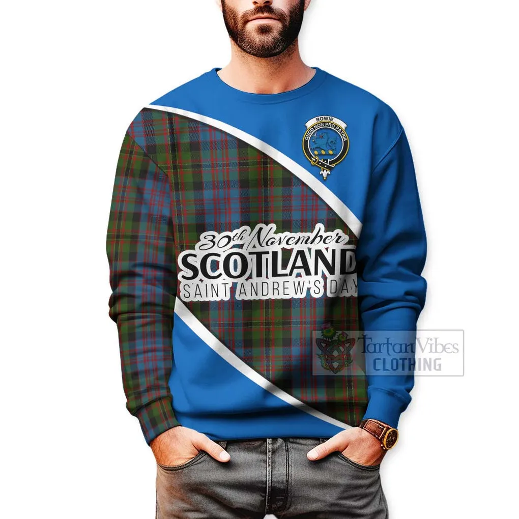 Bowie Family Crest Tartan Sweatshirt Celebrate Saint Andrew's Day in Style