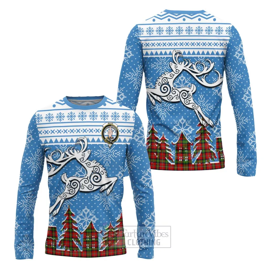 Boyd Clan Christmas Long Sleeve T-Shirt Celtic Reindeer Style