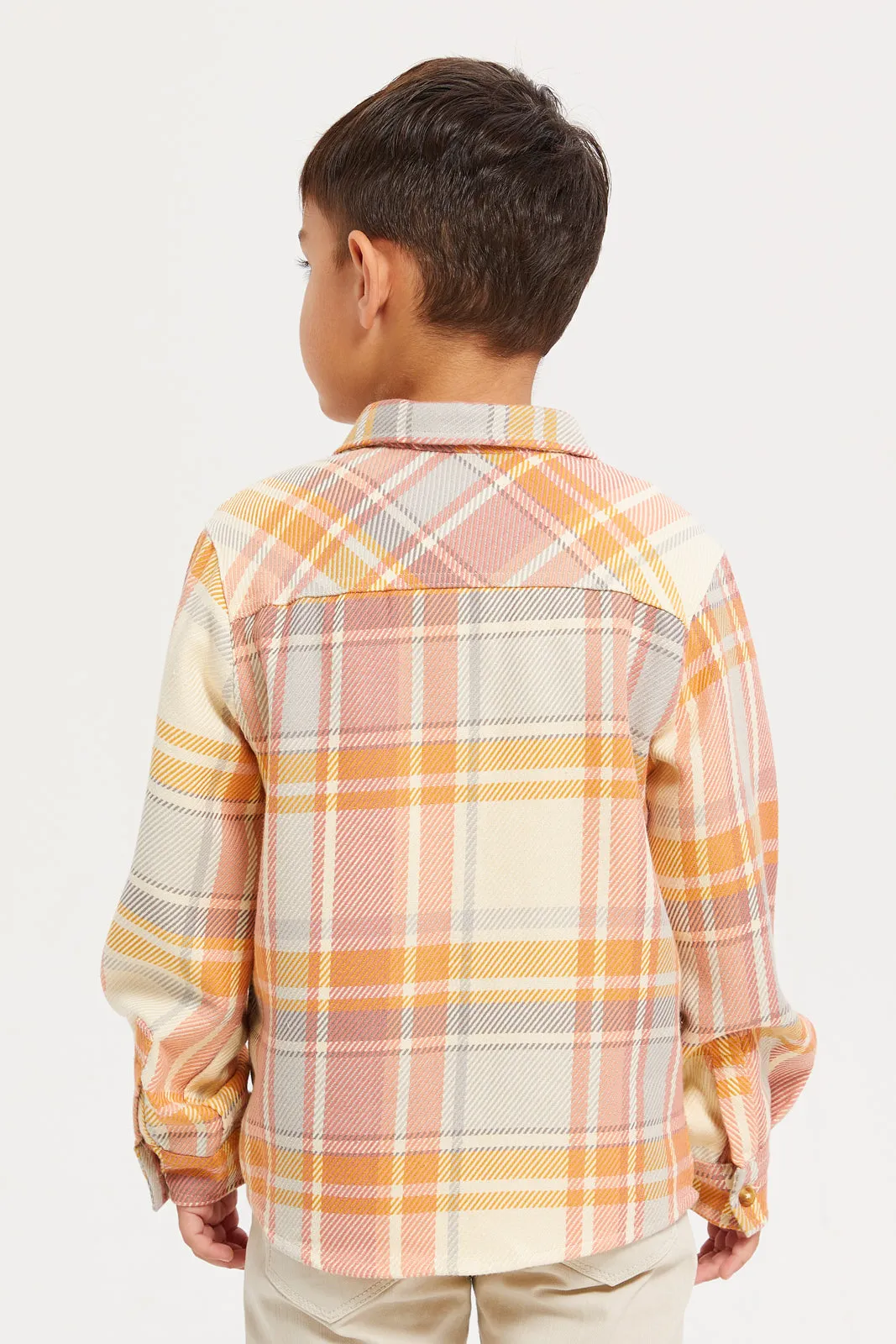 Boys Multicolour Check Shacket Shirt