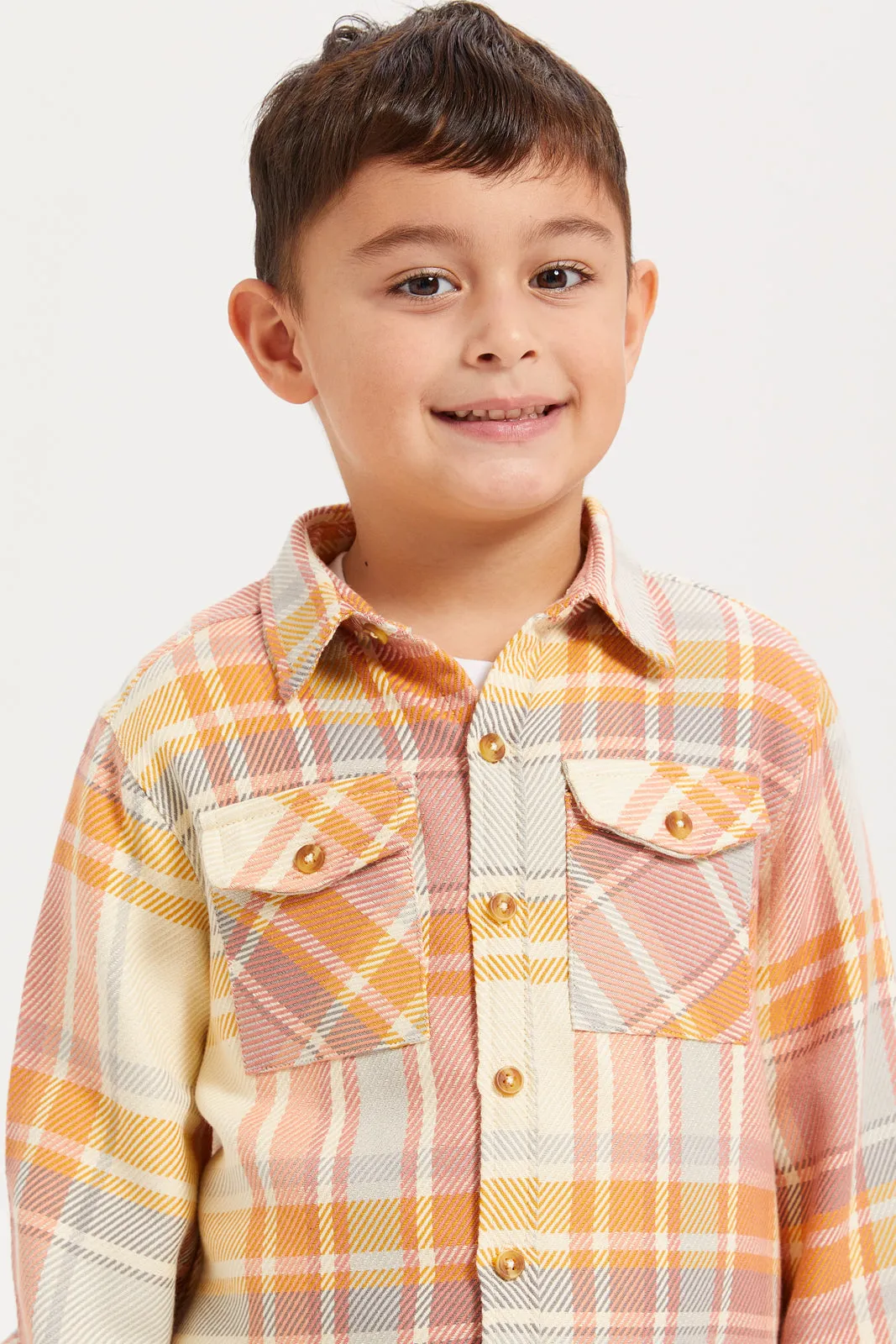 Boys Multicolour Check Shacket Shirt