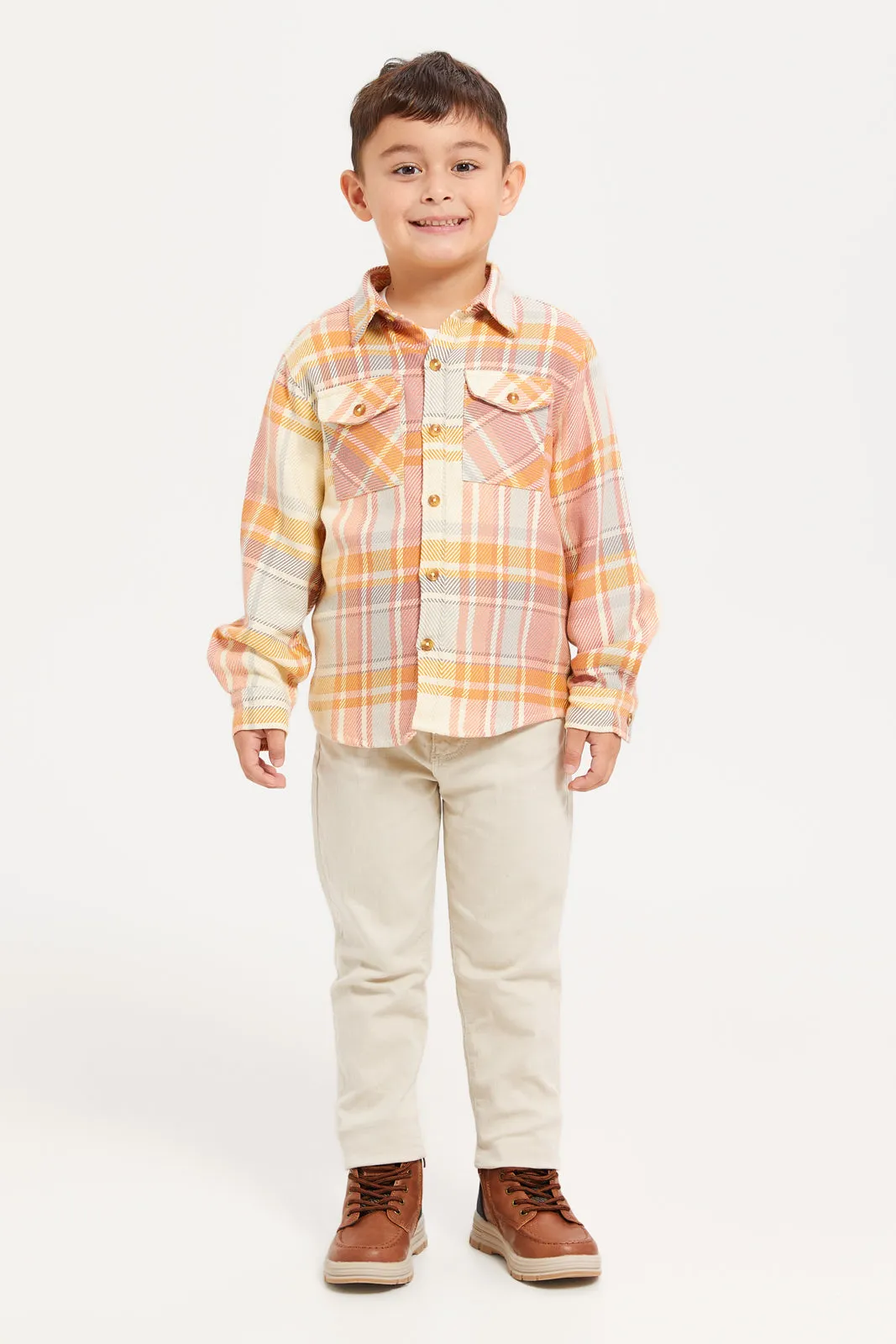 Boys Multicolour Check Shacket Shirt