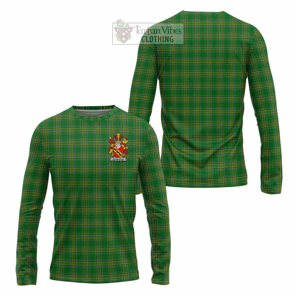 Brabazon Irish Clan Tartan Long Sleeve T-Shirt with Coat of Arms