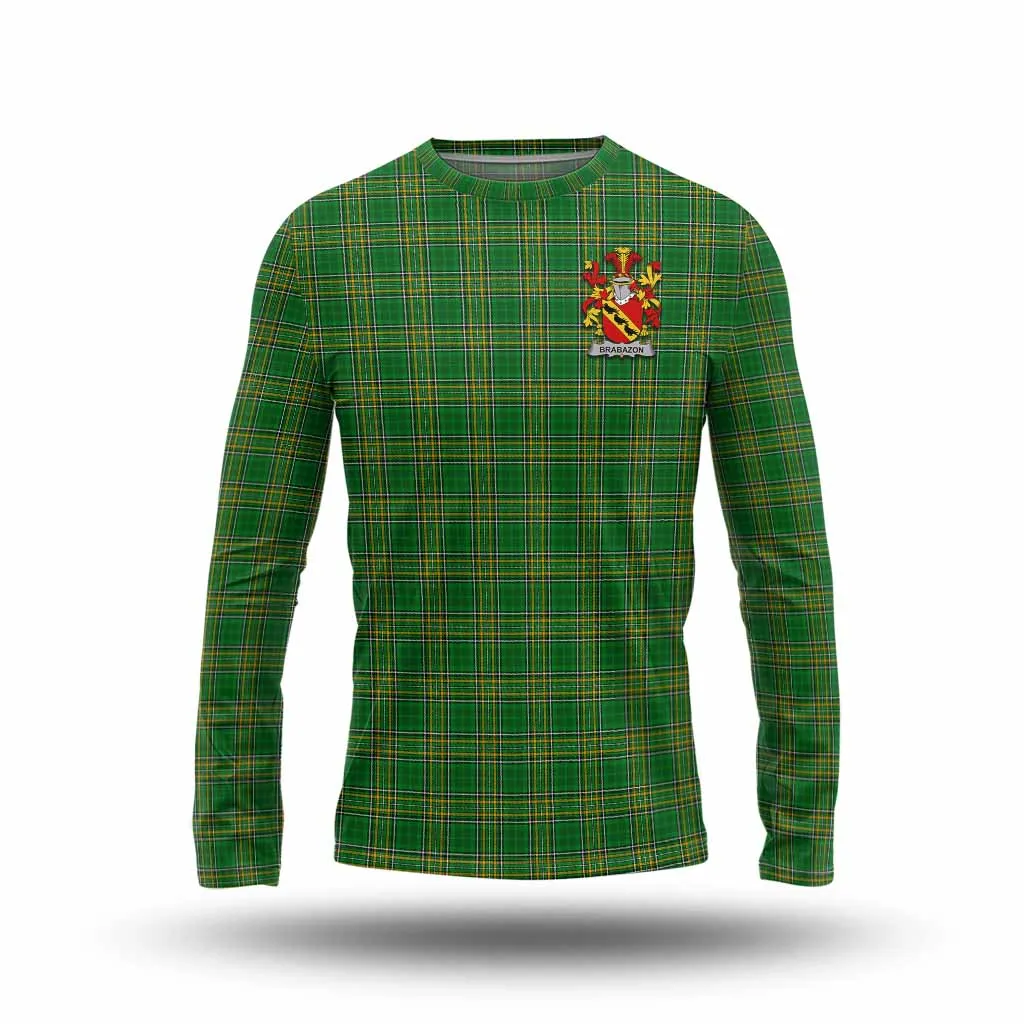 Brabazon Irish Clan Tartan Long Sleeve T-Shirt with Coat of Arms