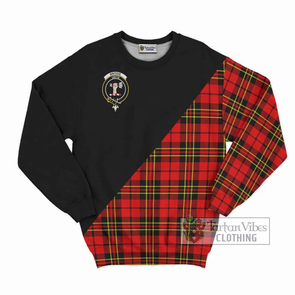 Brodie Modern Tartan Sweatshirt with Family Crest and Military Logo Style