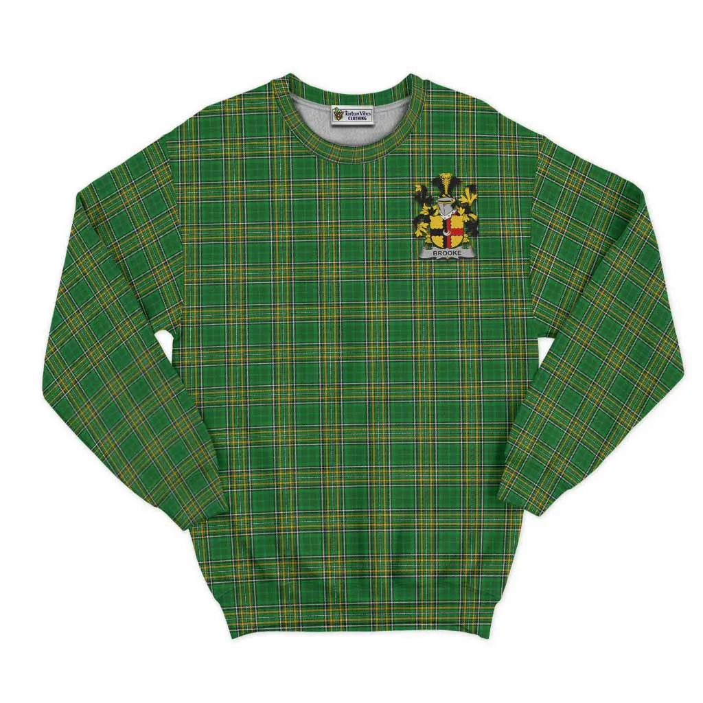 Brooke Irish Clan Tartan Sweatshirt with Coat of Arms