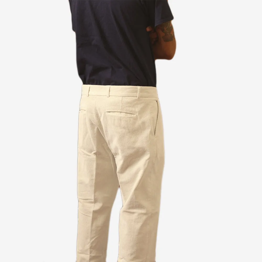 Bryan One Pleat Corduroy Chino - Off White