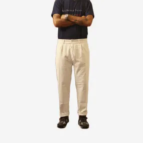 Bryan One Pleat Corduroy Chino - Off White