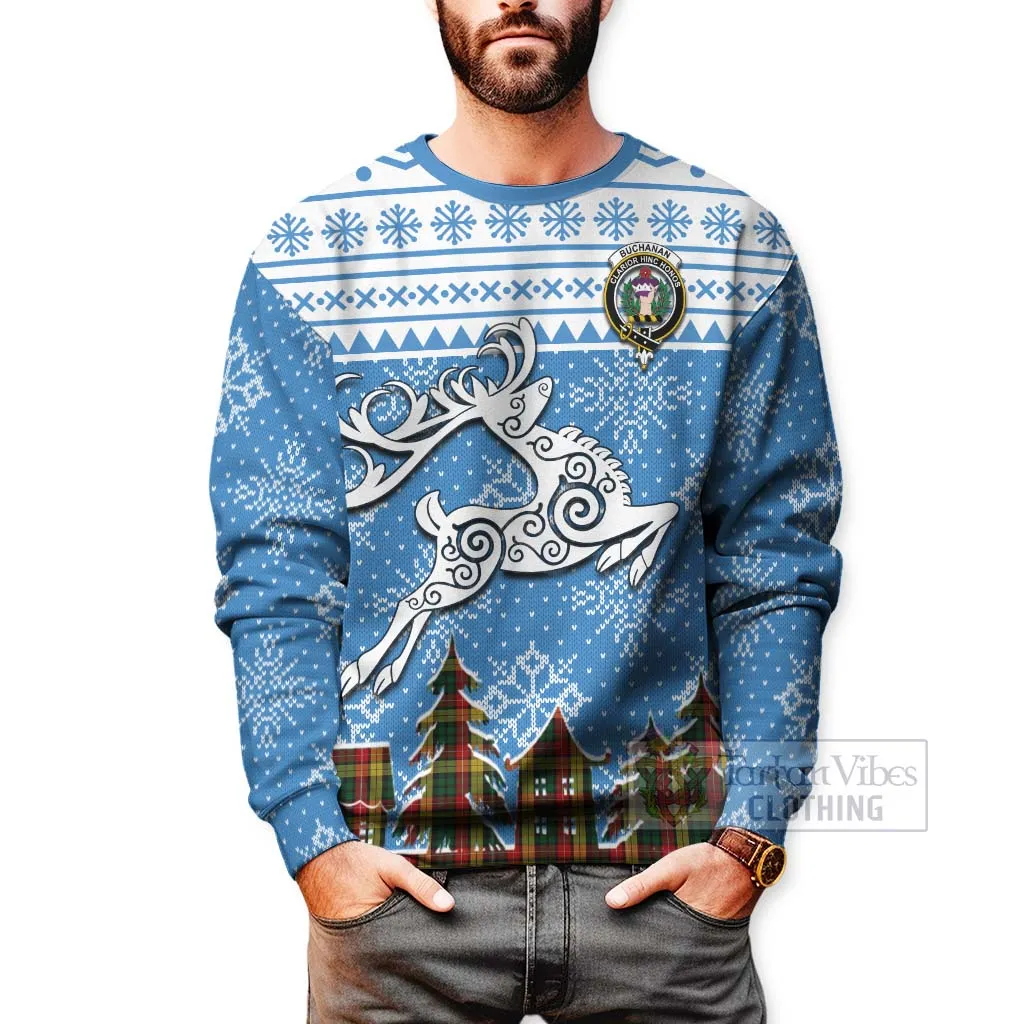 Buchanan Clan Christmas Sweatshirt Celtic Reindeer Style