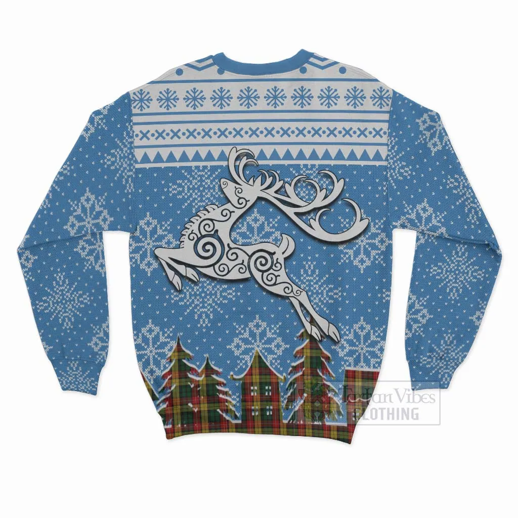 Buchanan Clan Christmas Sweatshirt Celtic Reindeer Style