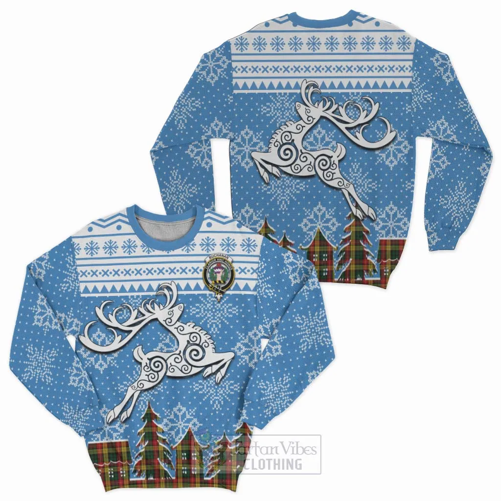 Buchanan Clan Christmas Sweatshirt Celtic Reindeer Style