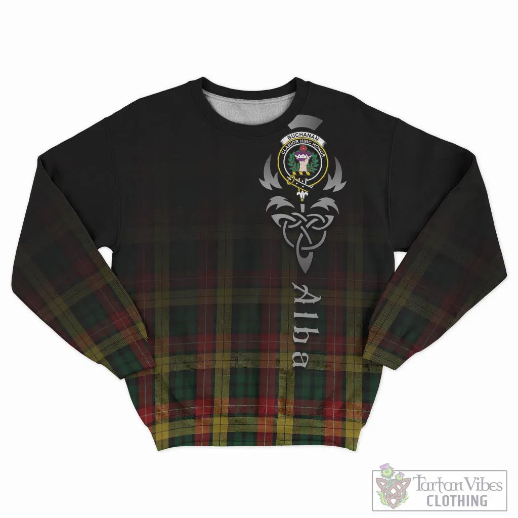 Buchanan Tartan Sweatshirt Featuring Alba Gu Brath Family Crest Celtic Inspired