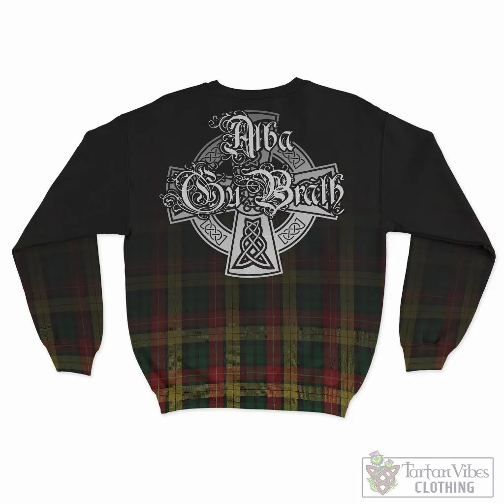 Buchanan Tartan Sweatshirt Featuring Alba Gu Brath Family Crest Celtic Inspired