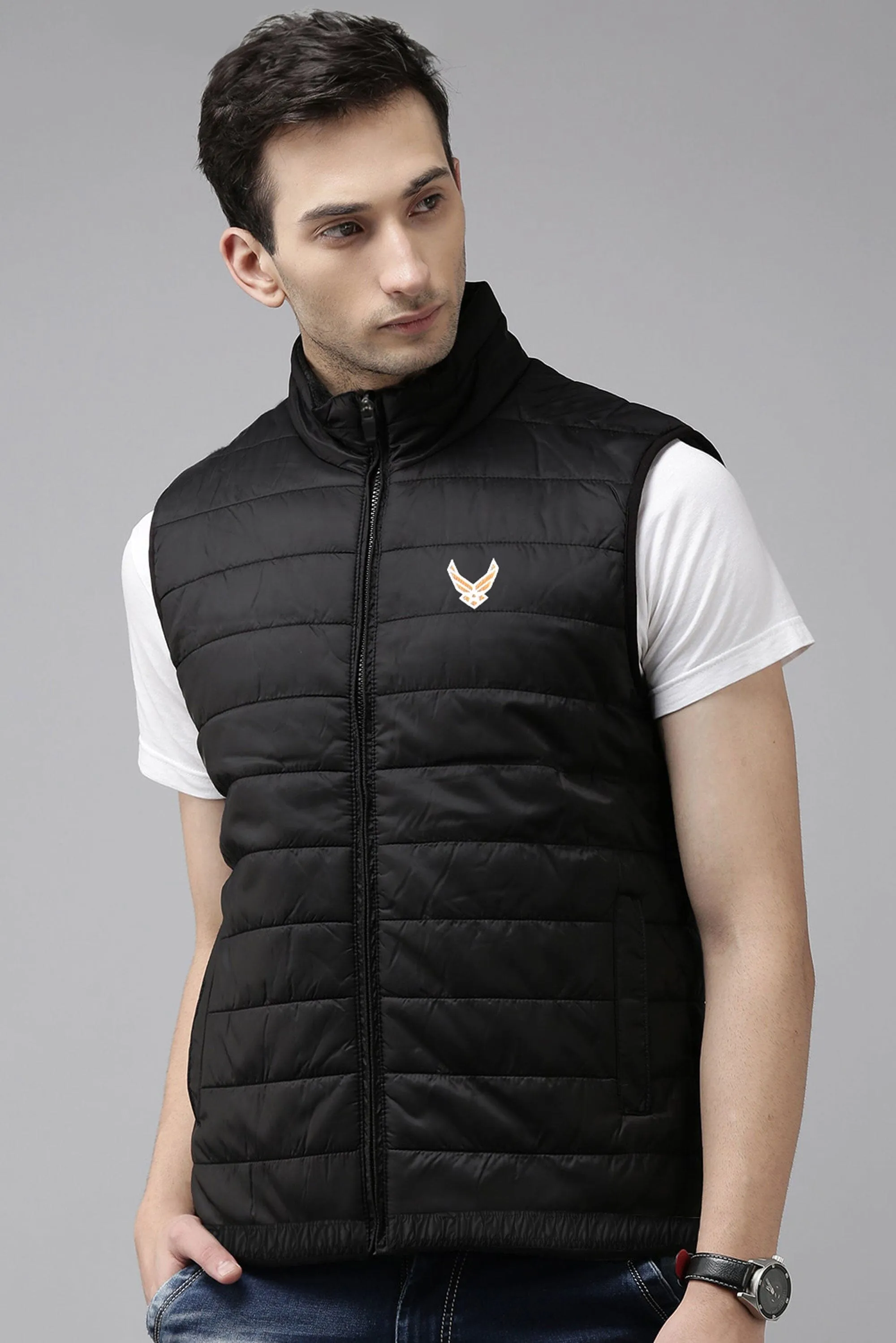 Burnt Soul Men's Logo Embroidered Puffer Gilet