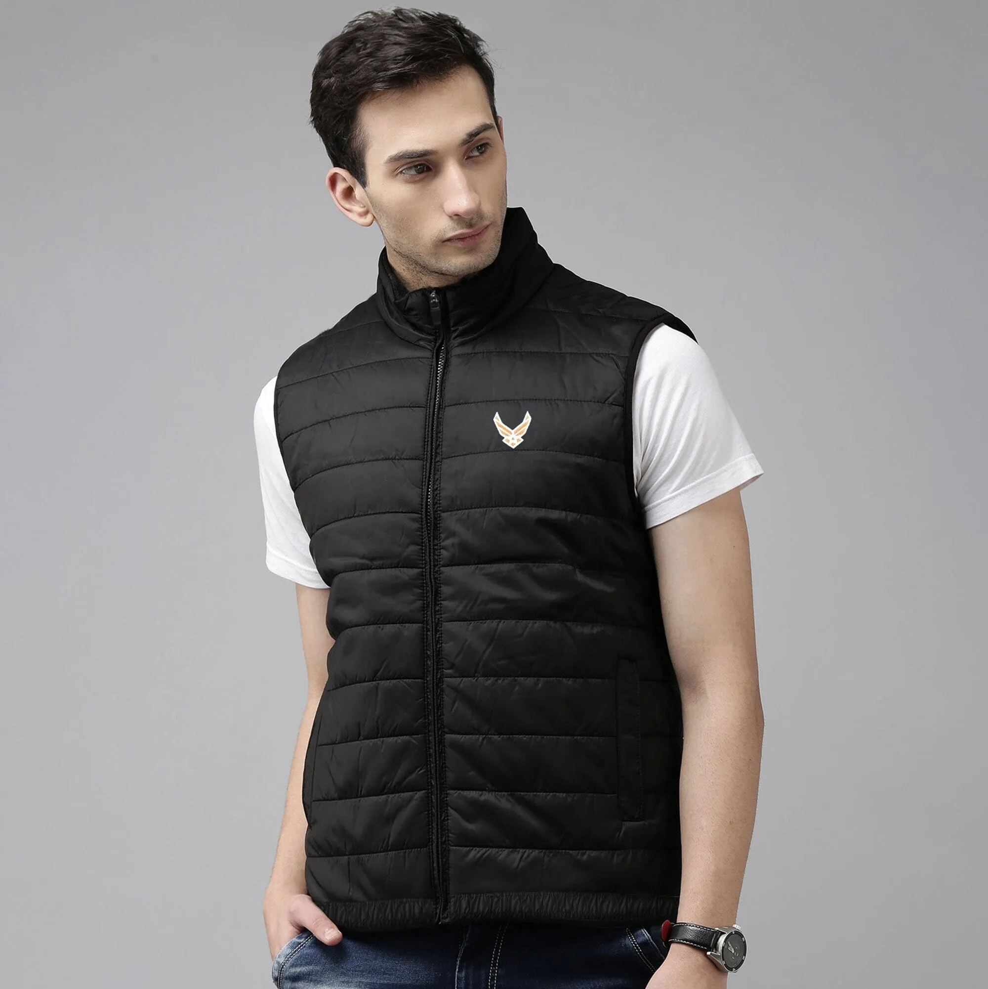 Burnt Soul Men's Logo Embroidered Puffer Gilet