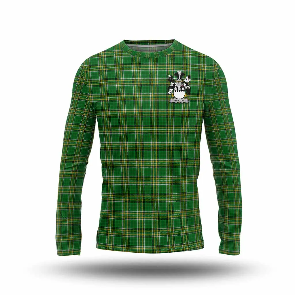 Burton Irish Clan Tartan Long Sleeve T-Shirt with Coat of Arms