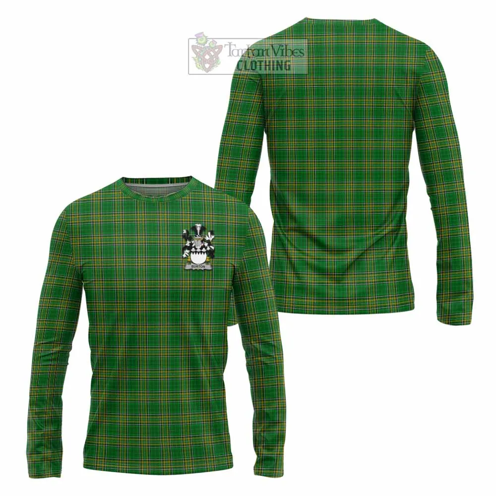 Burton Irish Clan Tartan Long Sleeve T-Shirt with Coat of Arms