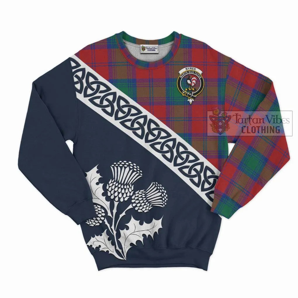 Byres (Byses) Tartan Sweatshirt Featuring Thistle and Scotland Map