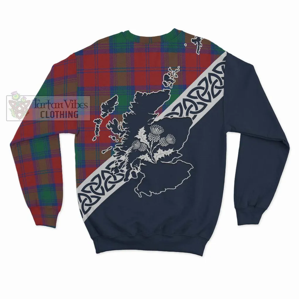 Byres (Byses) Tartan Sweatshirt Featuring Thistle and Scotland Map