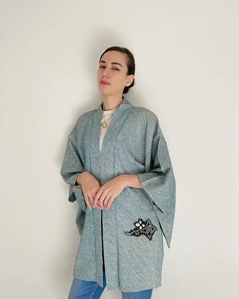 Calming blue Haori Kimono Jacket