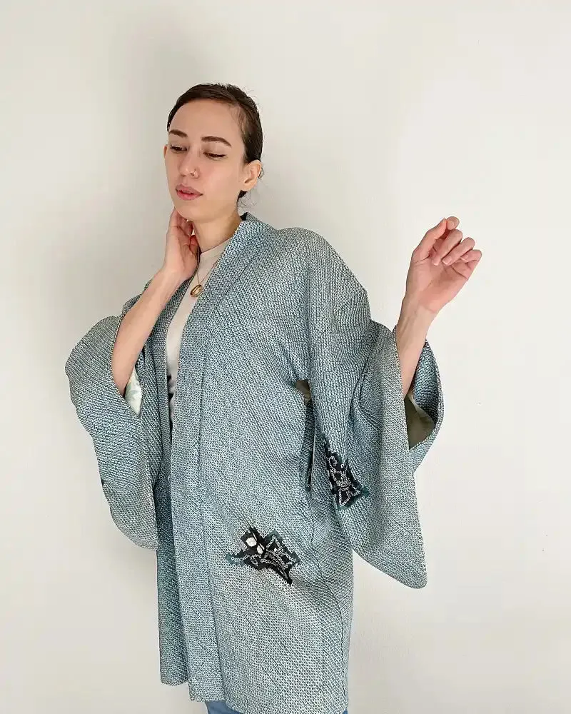 Calming blue Haori Kimono Jacket