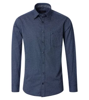 Casa Moda - Kent Casual Fit Shirt, Geometric Dark Navy