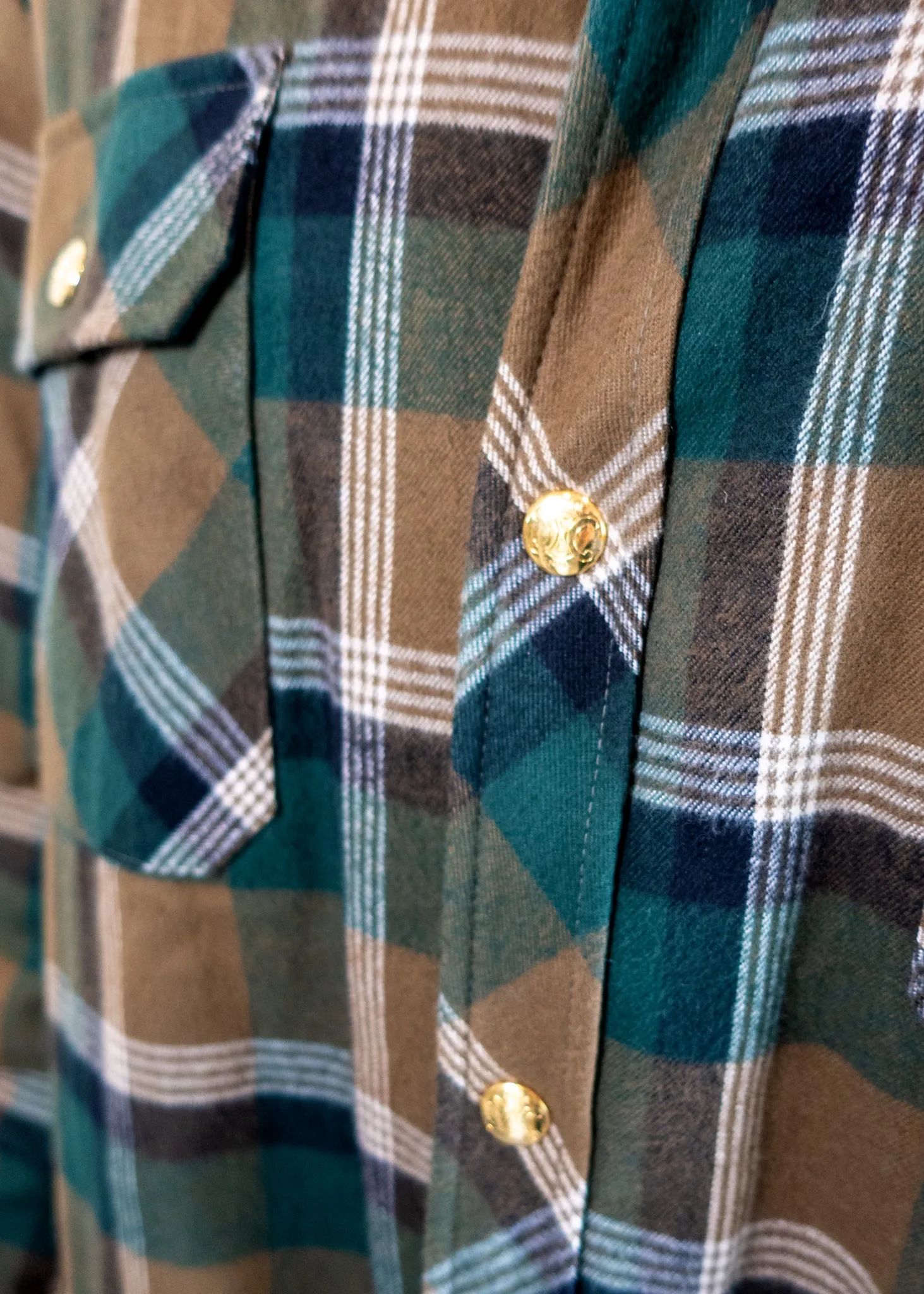 Celine Overshirt Plaid Print Utility Jacket