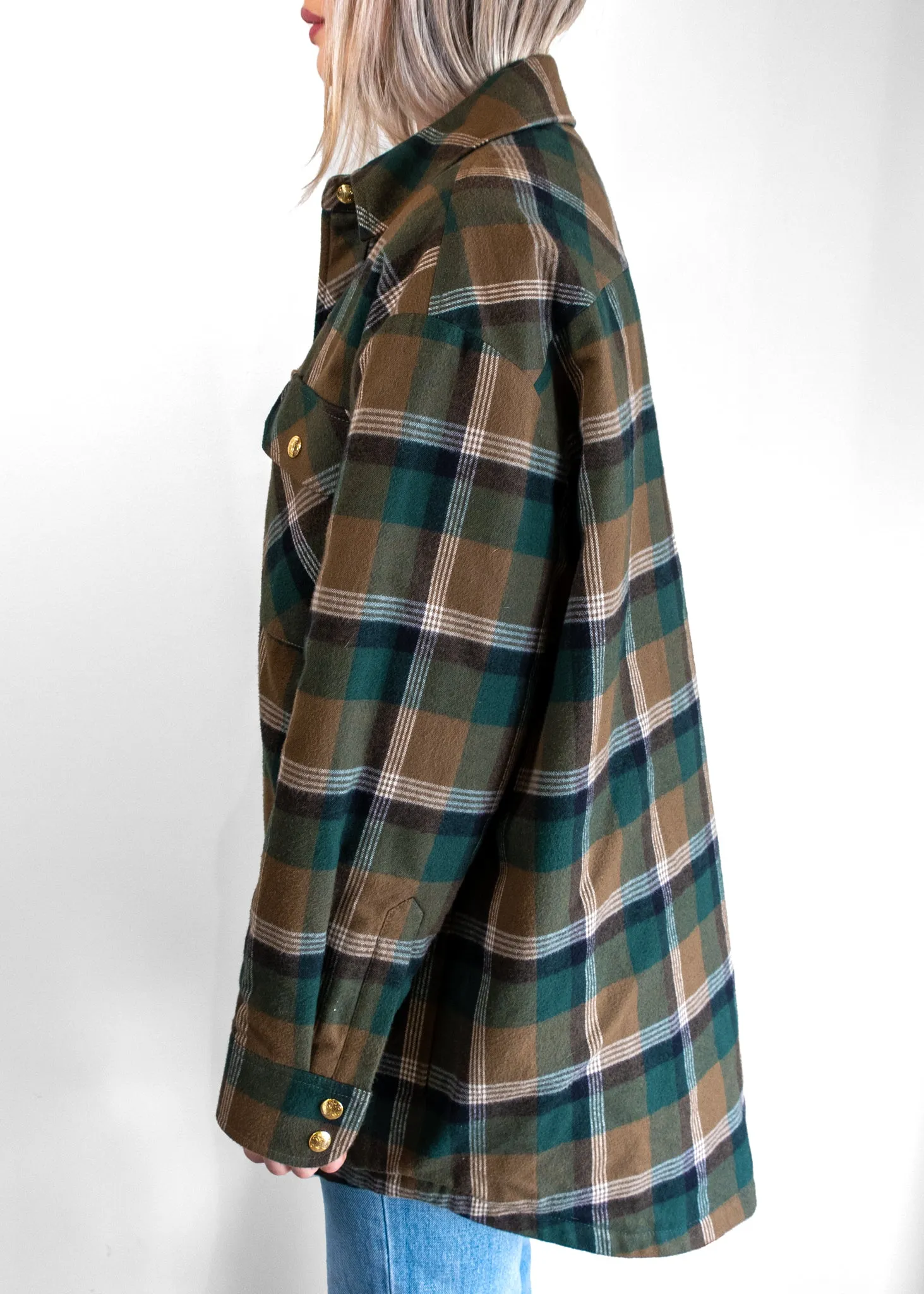 Celine Overshirt Plaid Print Utility Jacket