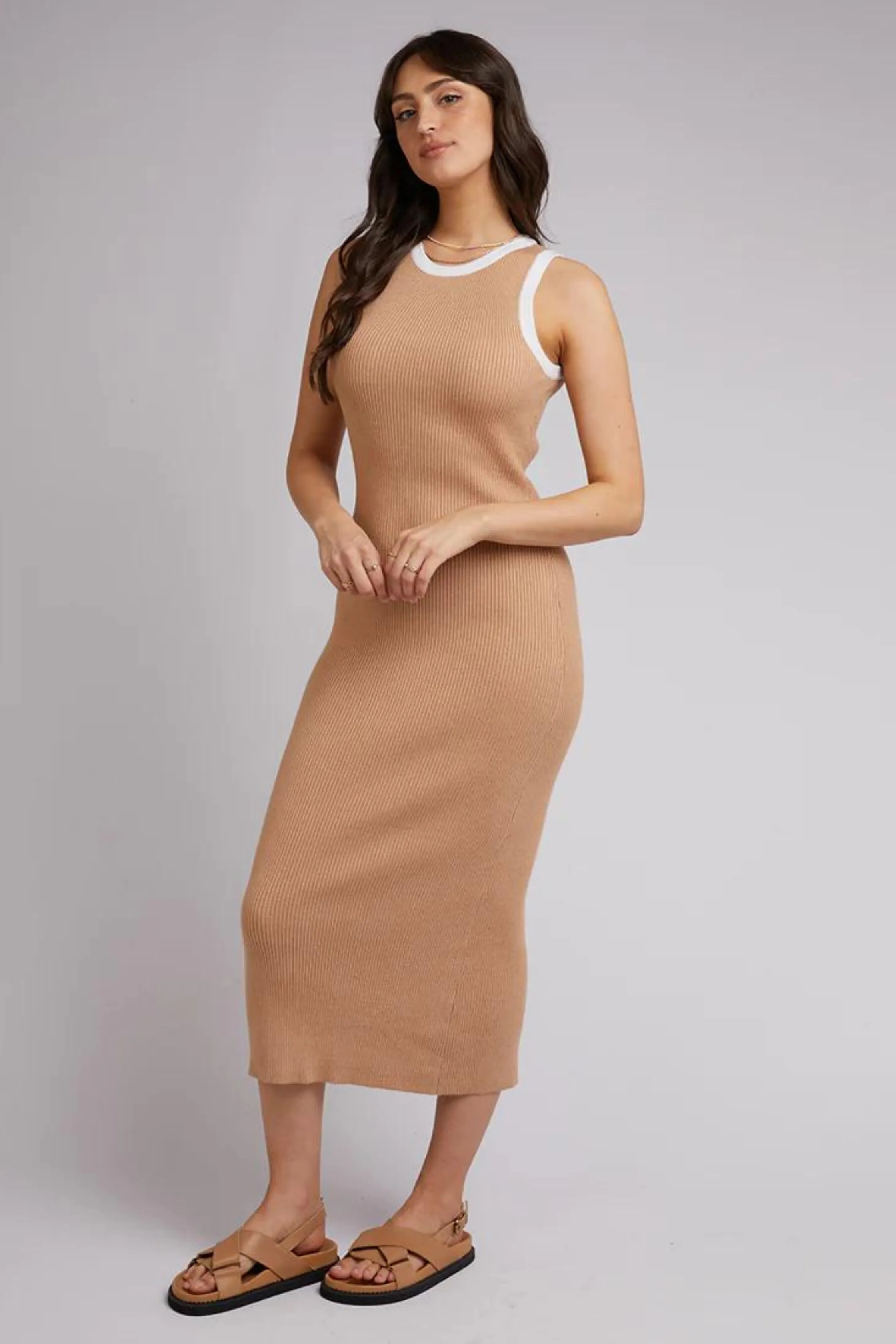 CHARLOTTE MIDI DRESS - Tan