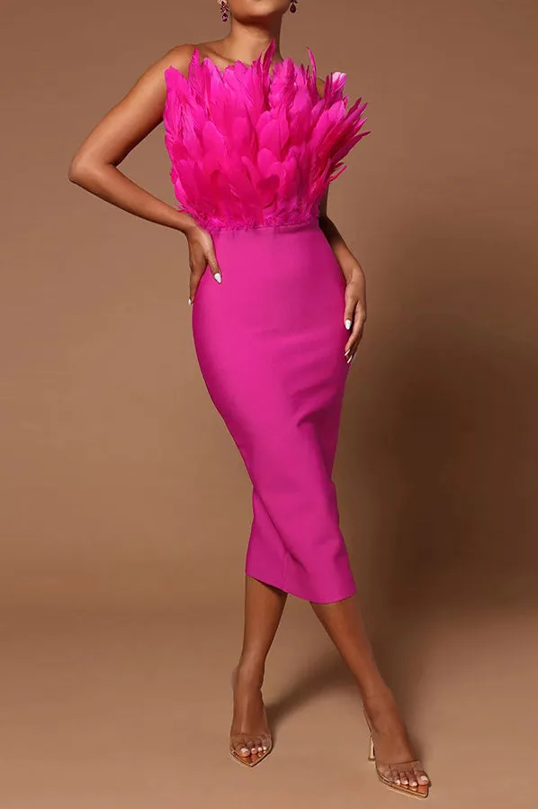 Chic Fuchsia Strapless Bodycon Party Cocktail Dress