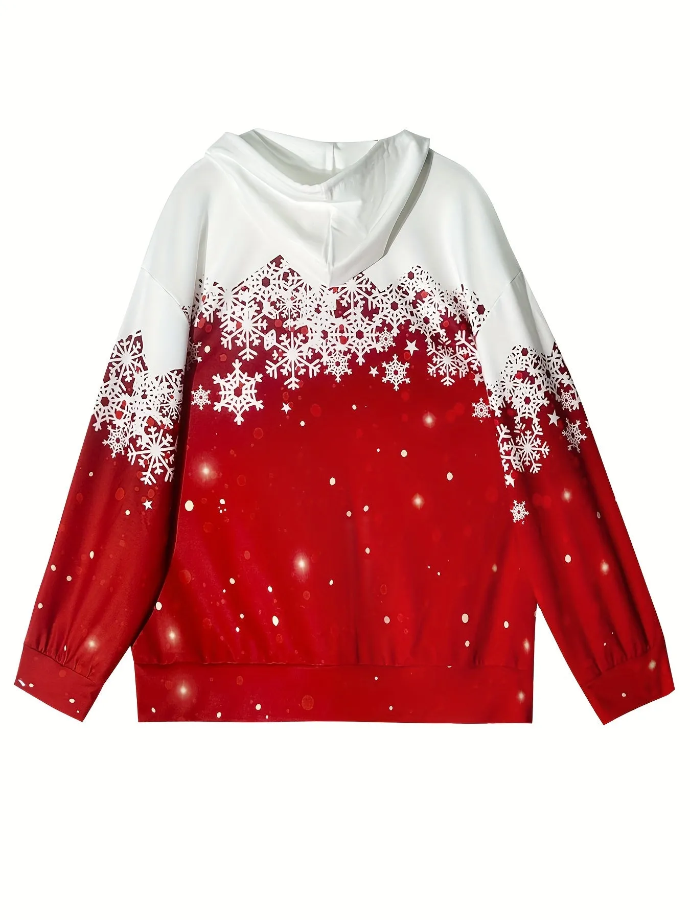 Christmas Themed Women's Hoodie Sweatshirt with Drawstring - Polyester Knit Fabric, Medium Stretch, All-Season Cap Sleeve Jacket