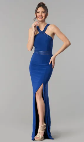 Clarisse 3483 Royal V-Neck Jersey Fitted Dress