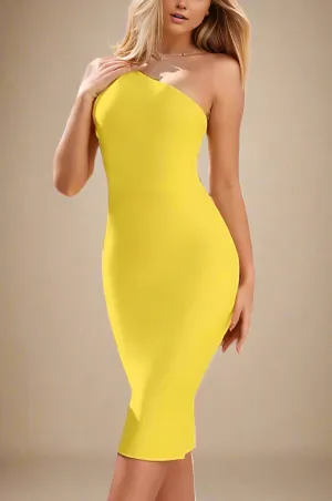 Connie Bandage Midi Dress - Sun Yellow