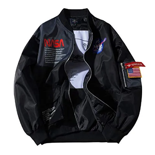 CORIRESHA Apollo NASA Patches Slim Fit Bomber Jackets