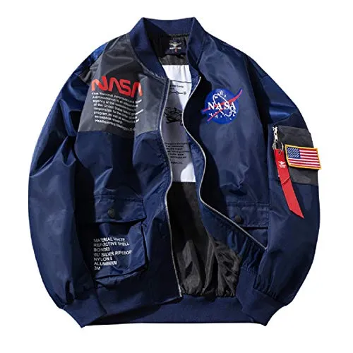 CORIRESHA Apollo NASA Patches Slim Fit Bomber Jackets