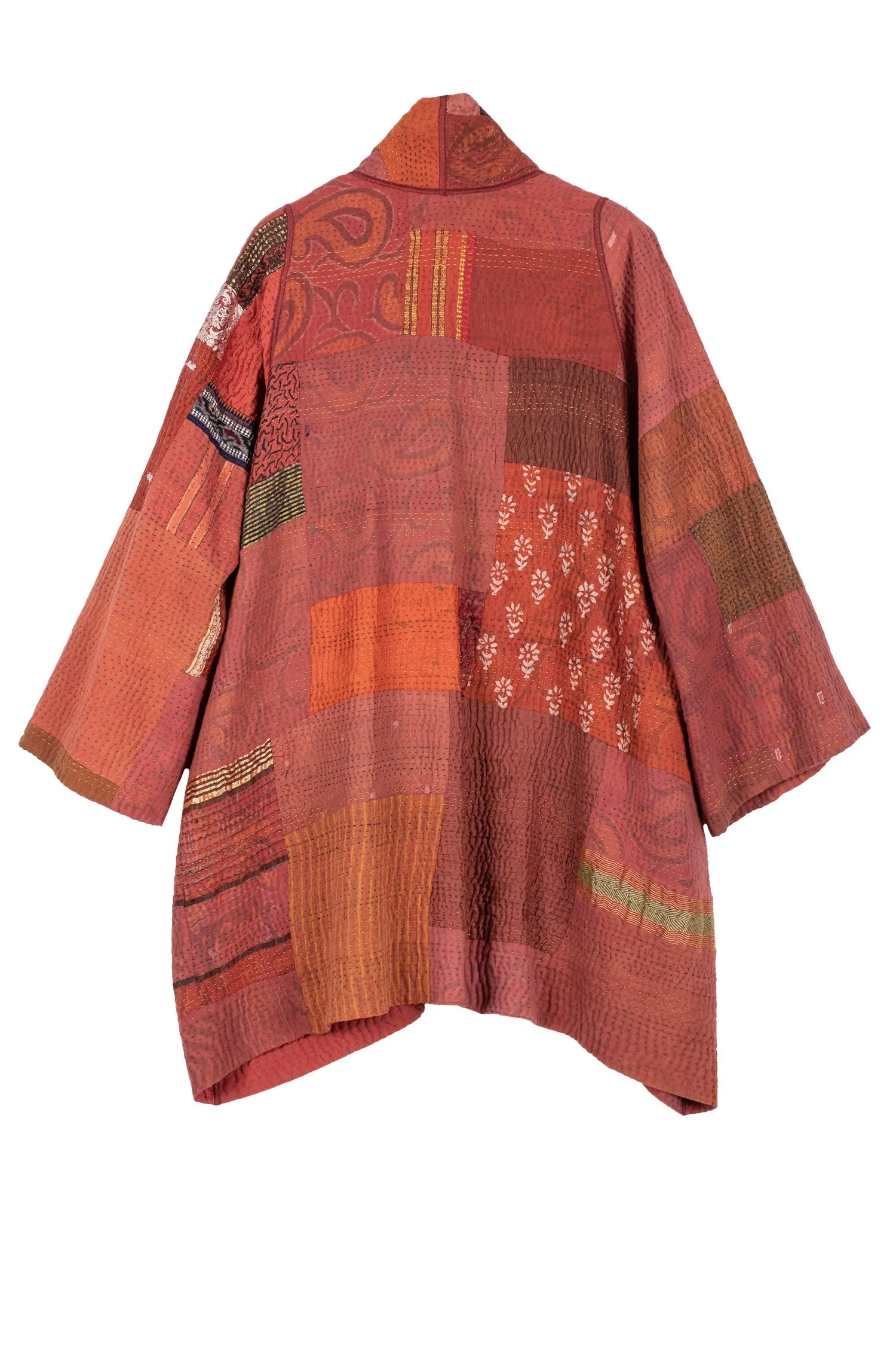 COTTON SILK SW PATCH KANTHA A-LINE JKT - ws4003-org -