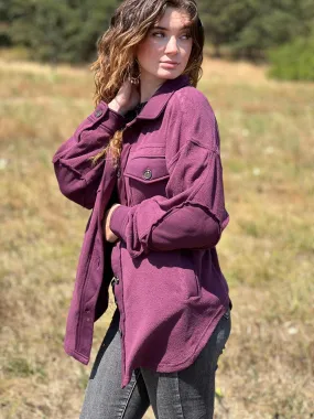 Cozy Cabin Oversized Shacket - Eggplant