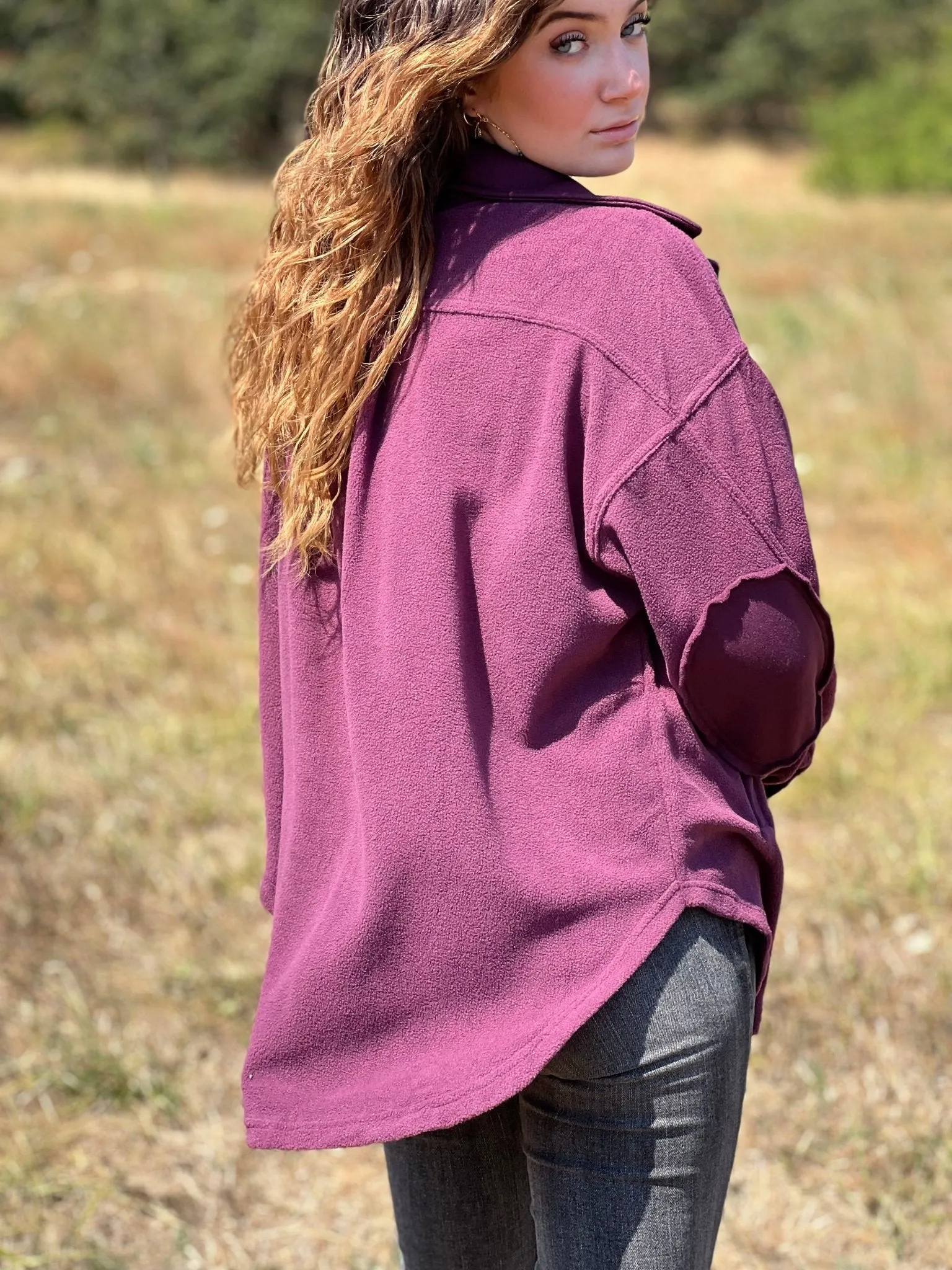 Cozy Cabin Oversized Shacket - Eggplant