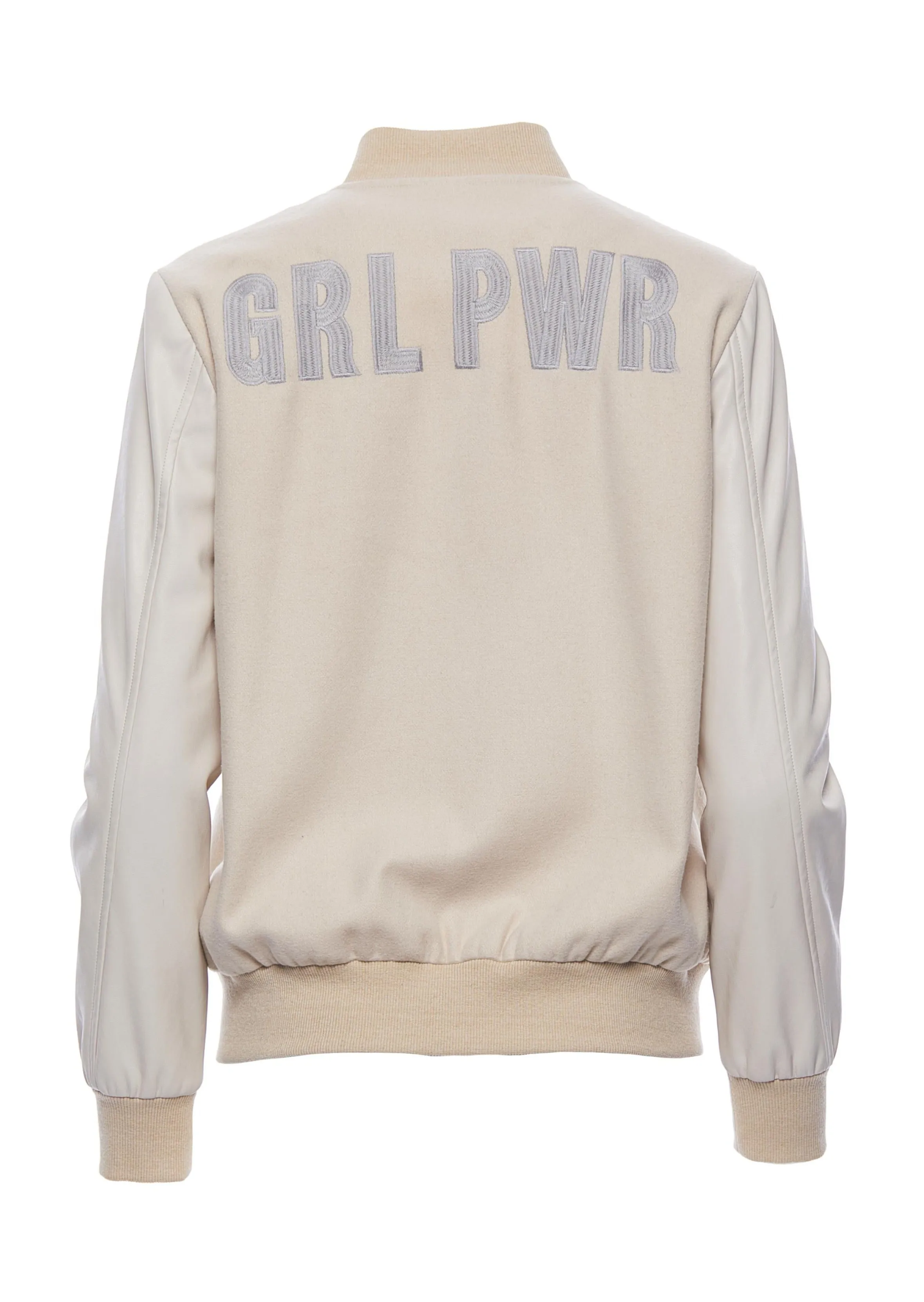 Cream GRL PWR Varsity Jacket