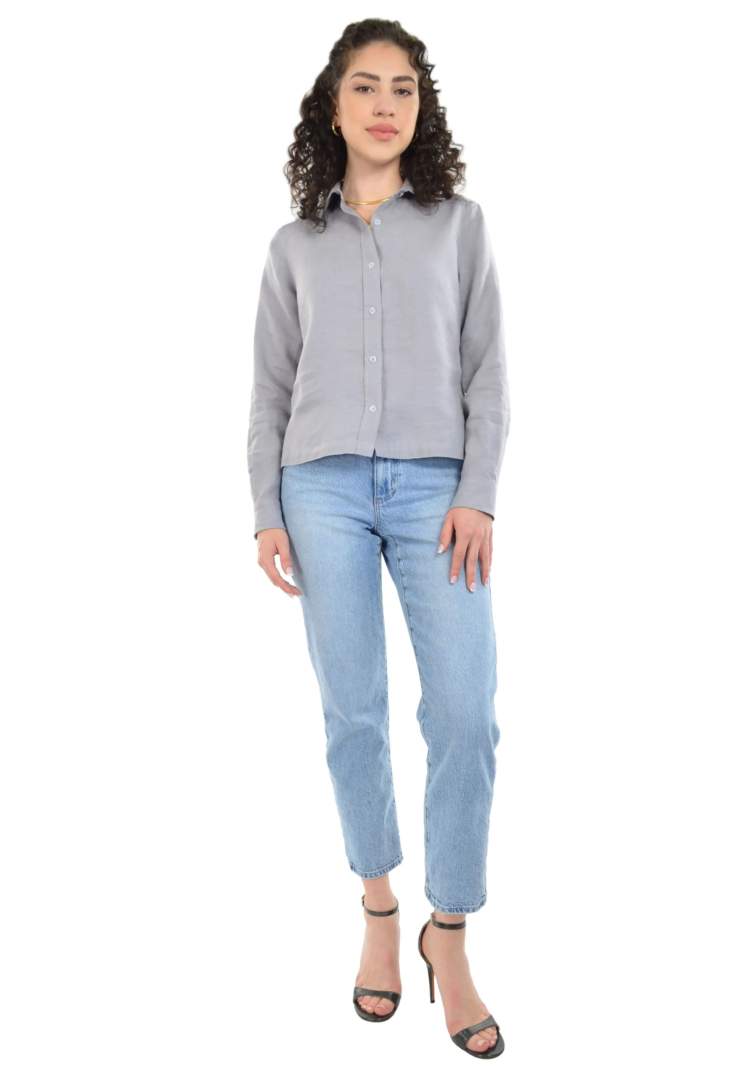 Cropped Linen Jacket Laundered for Extra Comfort