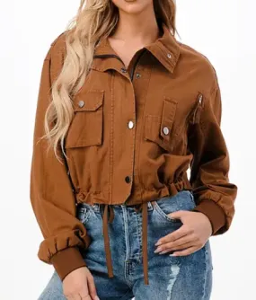 Cropped Utility Jacket -  Forest Brown -  Lightweight