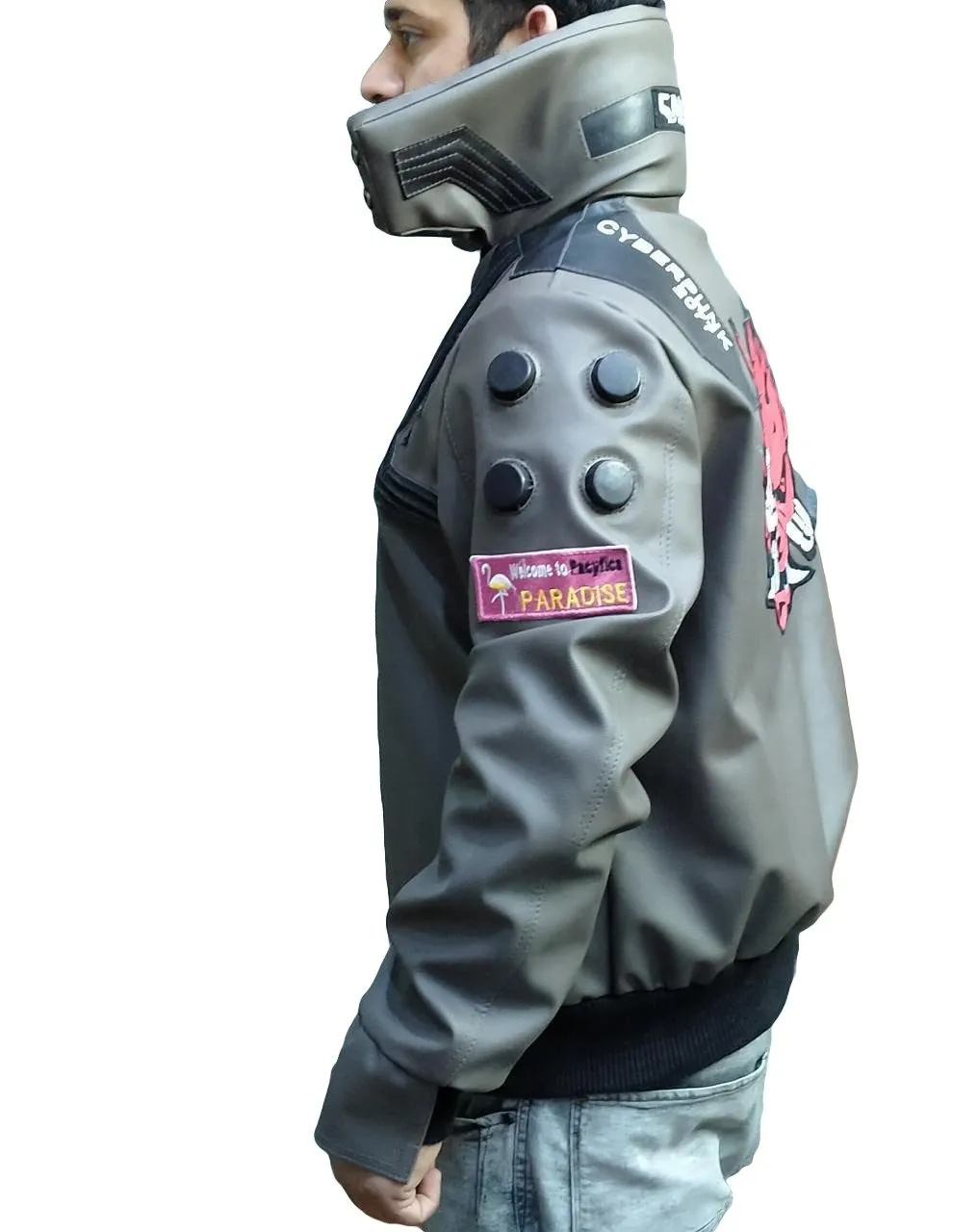 Cyberpunk 2077 Samurai Grey Bomber Leather Jacket