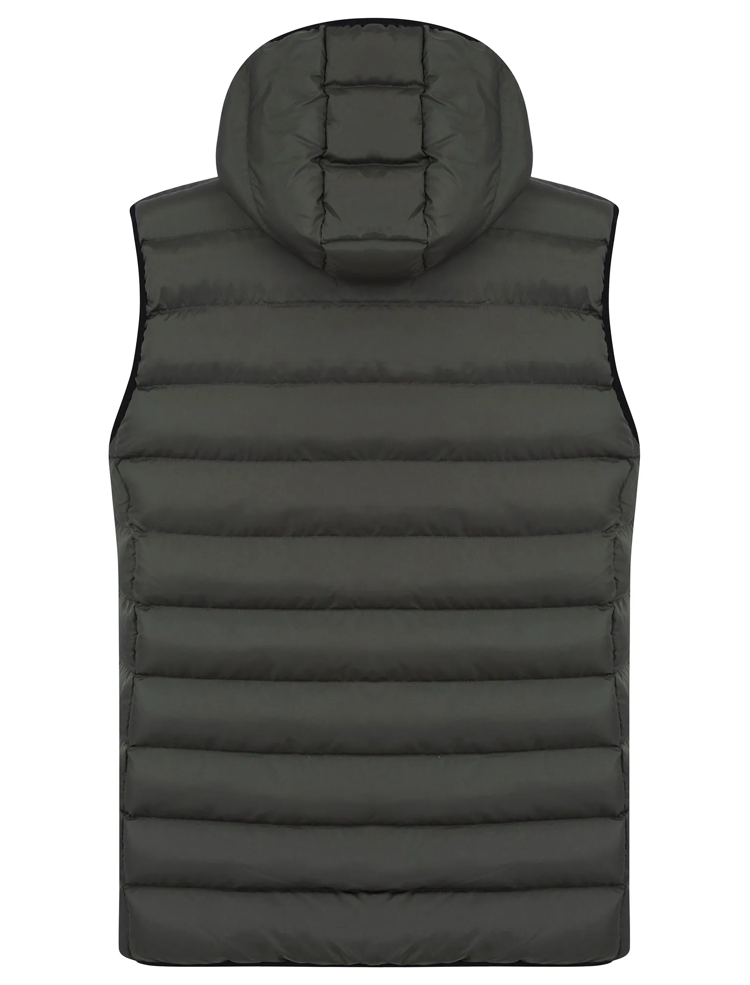 Dallon Quilted Puffer Gilet with Hood in Khaki - Tokyo Laundry