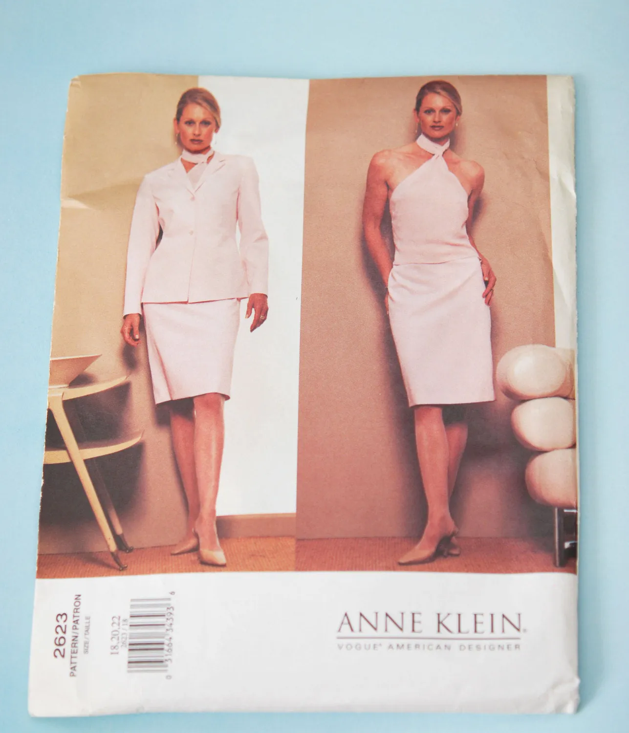 Designer Vogue 2623 Pattern Anne Klein Evening or Day Jacket Skirt  Sexy Halter Top Pattern Vintage Sewing Pattern SZ 18-20-22 UNCUT