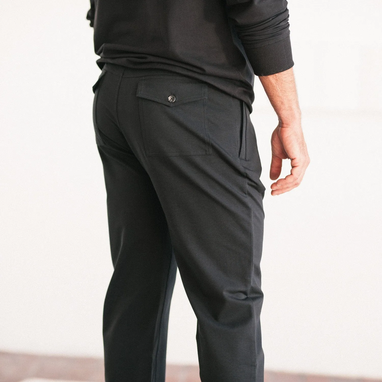 Distiller Joggers –  Black Stretch Cotton Interlock