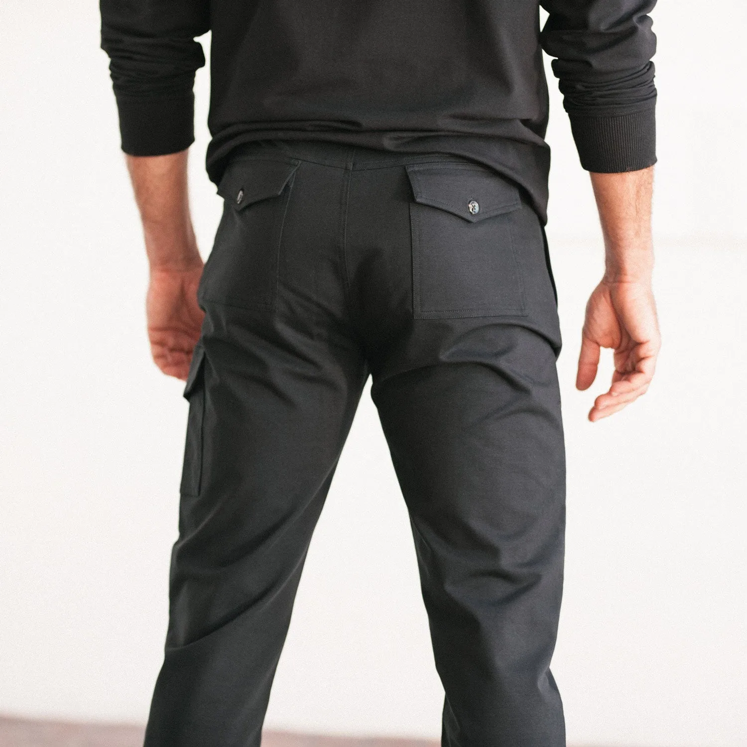 Distiller Joggers –  Black Stretch Cotton Interlock