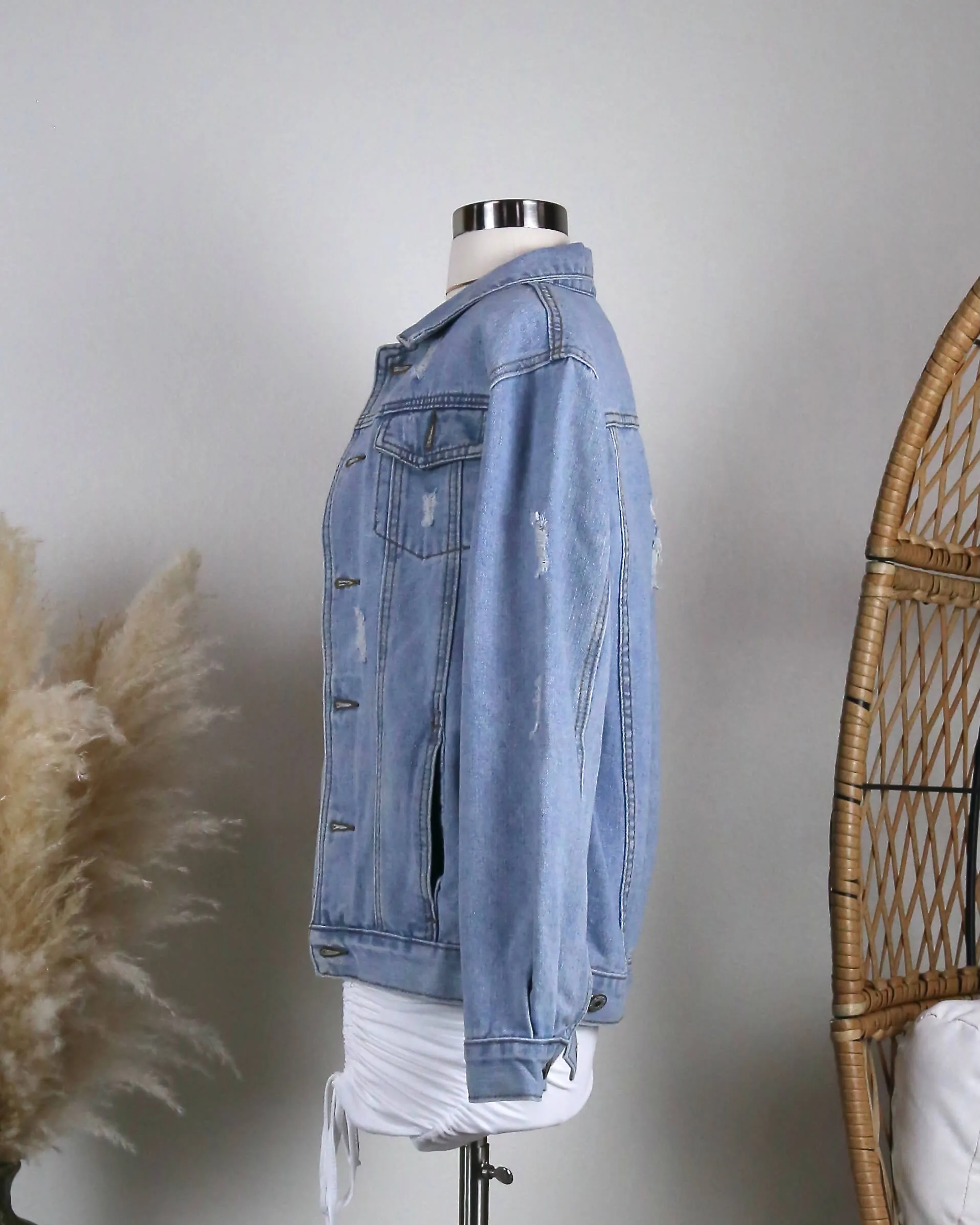 Distressed Denim Trucker Jacket