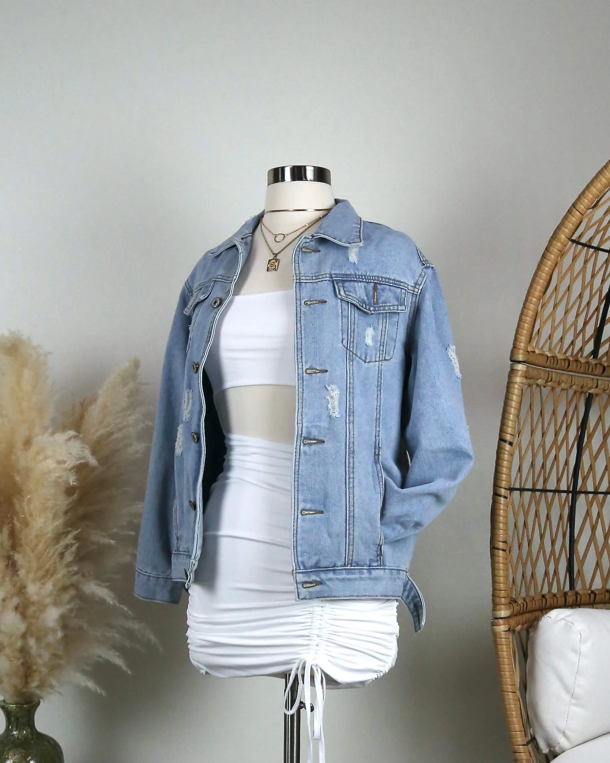 Distressed Denim Trucker Jacket