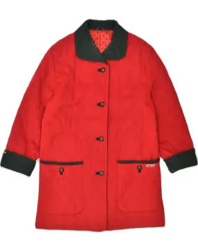 DOLOMITEN Womens Quilted Overcoat IT 44 XL Red Virgin Wool