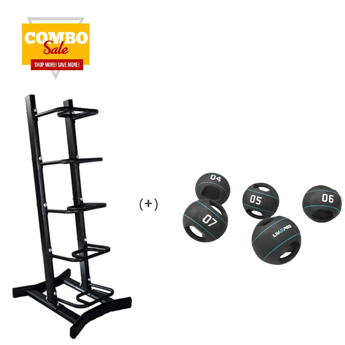 Double Grip Medicine Balls with Vertical Rack